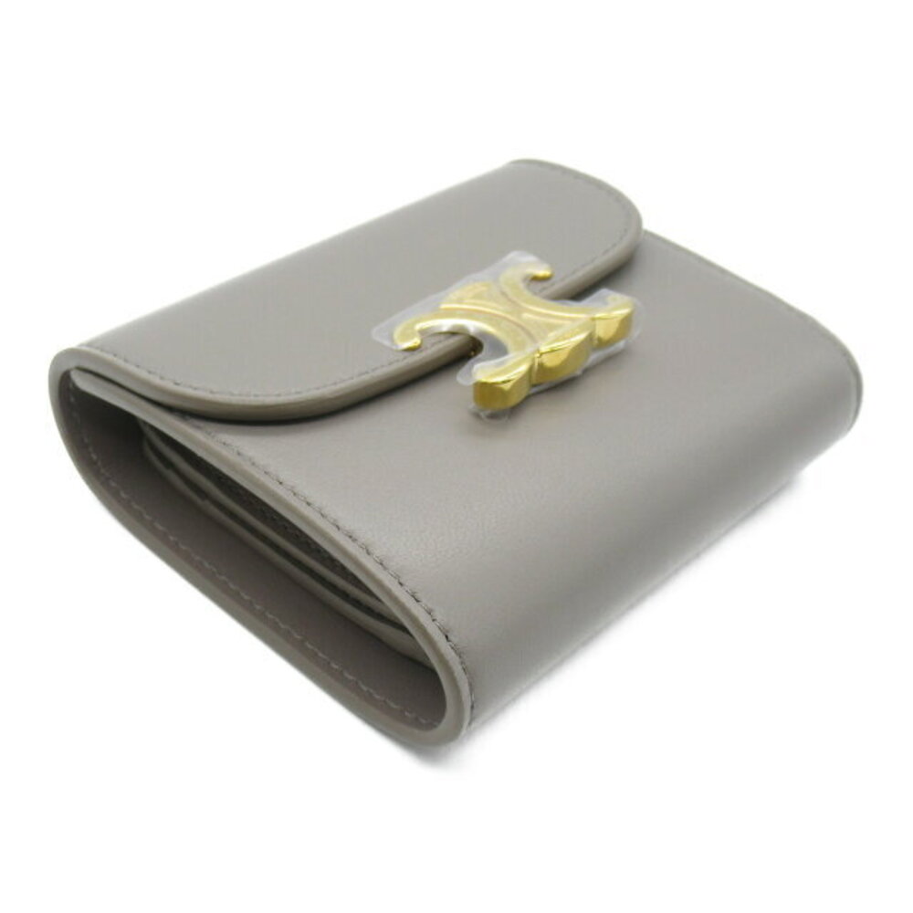 Celine Pepple Wallet Gray Triomphe Calfskin Shiny Leather - Picture 3 of 10